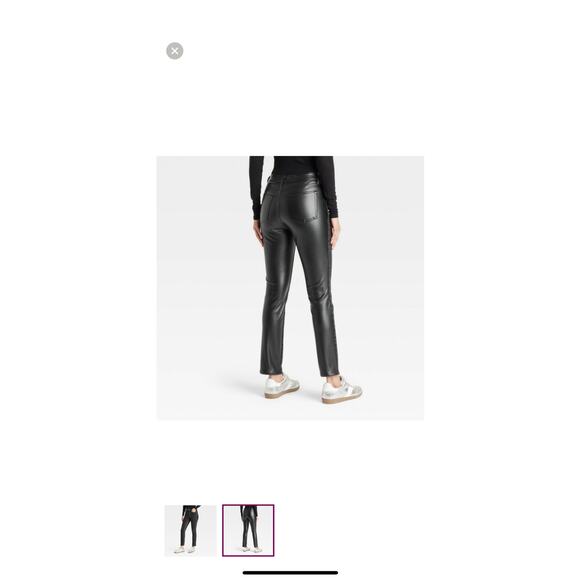 Universal Thread Mid Rise Slim Black Denim Faux Leather Jean Size 4 Waist 13.5” - Picture 7 of 7